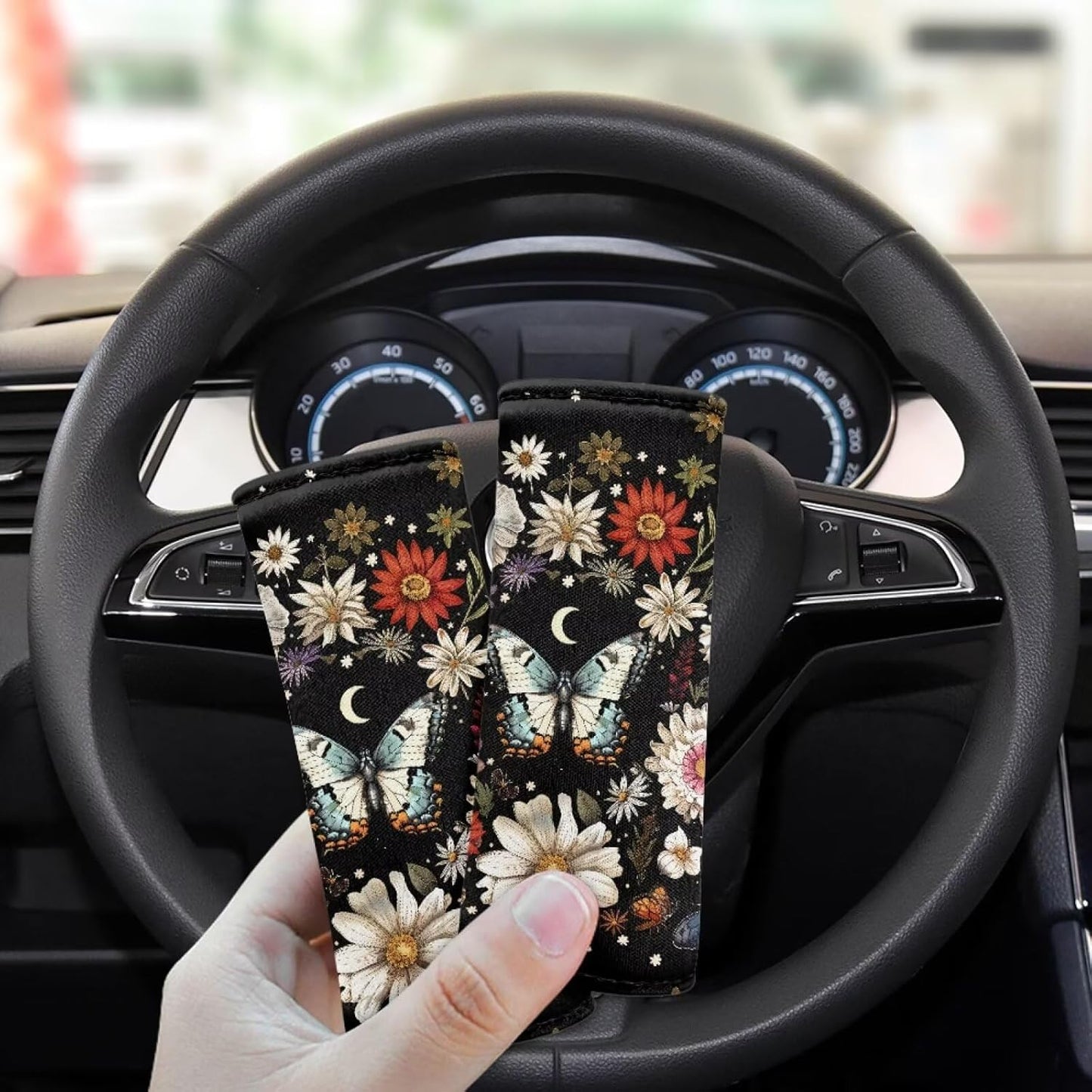 Butterfly Luggage Handle Wraps for Suitcase Flower Luggage Identifier Marker Grips Protector Suitcase Protective Handle Cover Grip Gloves Set of 2