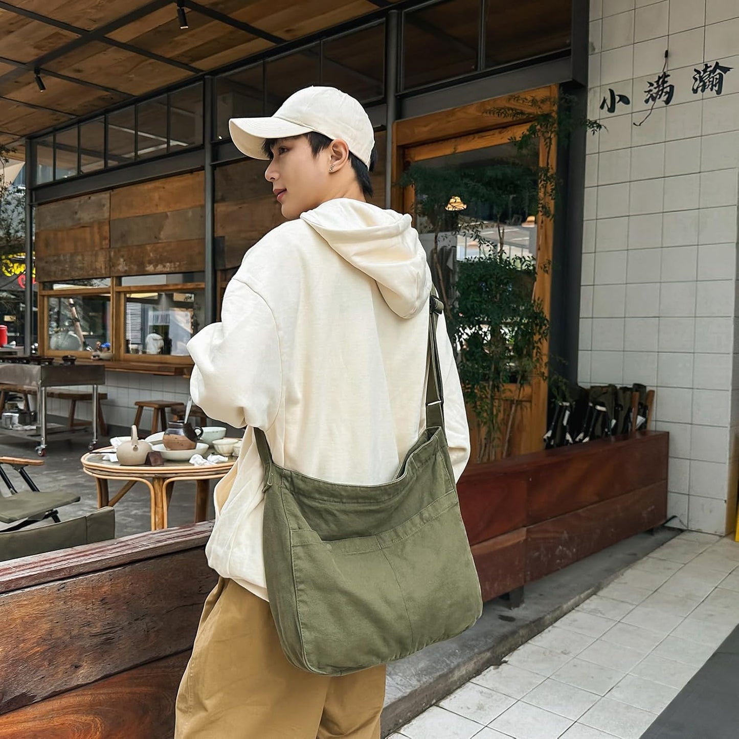 Canvas Messenger Bags for Women Crossbody Bag for School Hobo Men Cute Large Shoulder Lightweight Tote