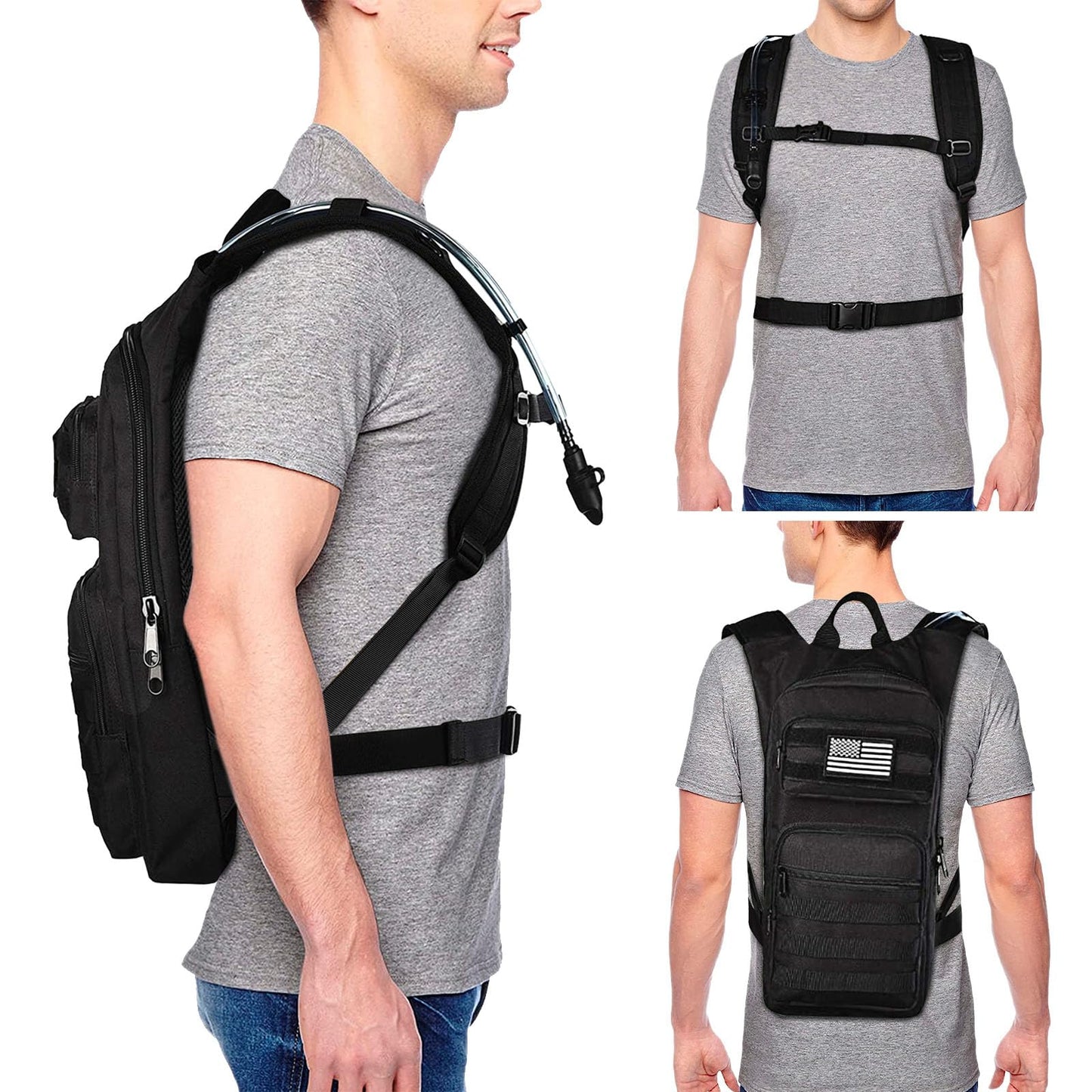 NOOLA Hydration Backpack with 3L TPU Water Bladder, Tactical Molle Water Backpack for Men Women