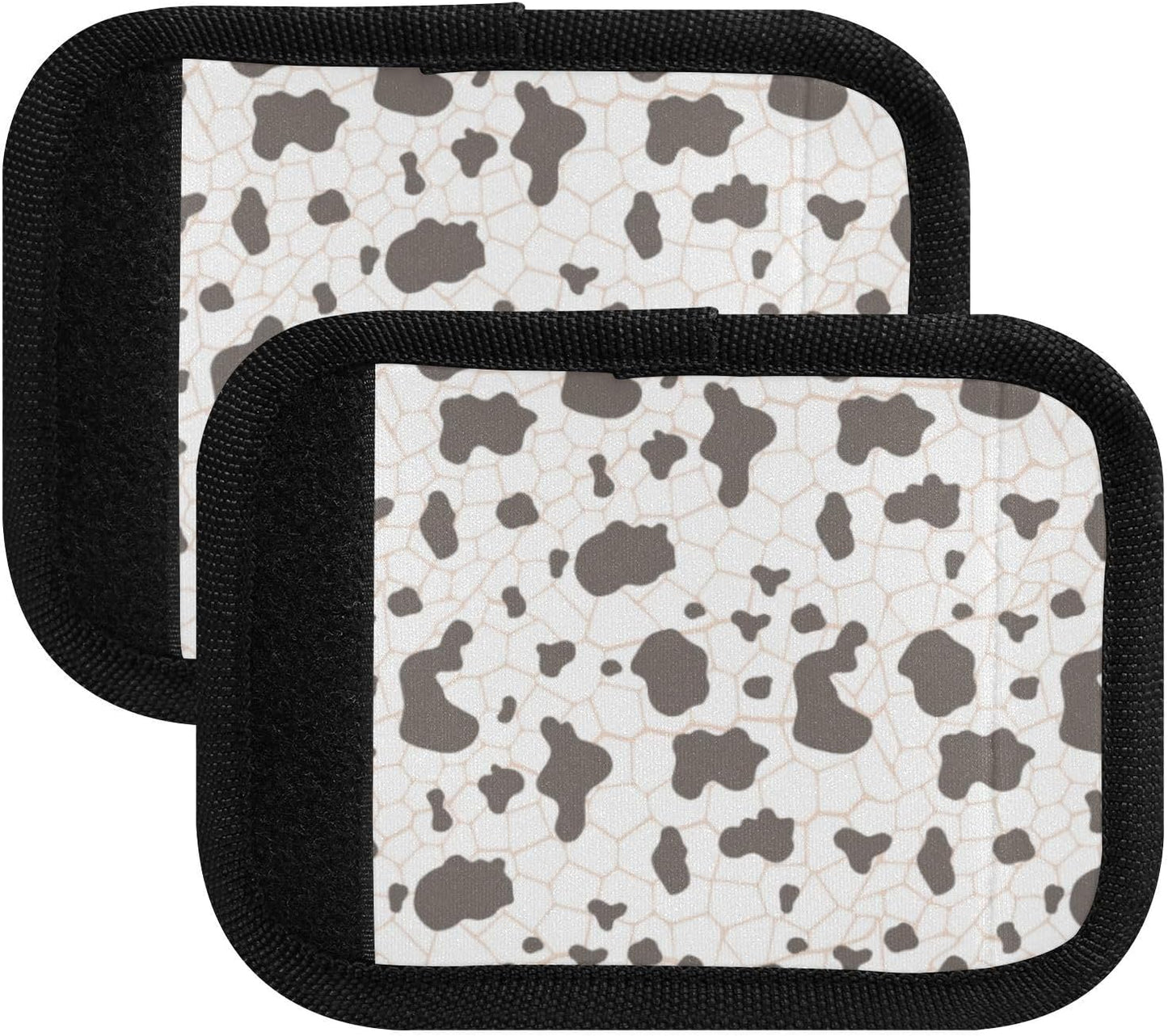 2Pcs Luggage Handle Wrap Suitcase Identifier Handle Covers Tags Soft Travel Bags Luggage Handle Gripper Accessories for Airplane Flying Cow Print