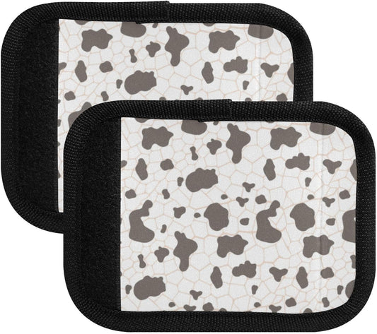 2Pcs Luggage Handle Wrap Suitcase Identifier Handle Covers Tags Soft Travel Bags Luggage Handle Gripper Accessories for Airplane Flying Cow Print
