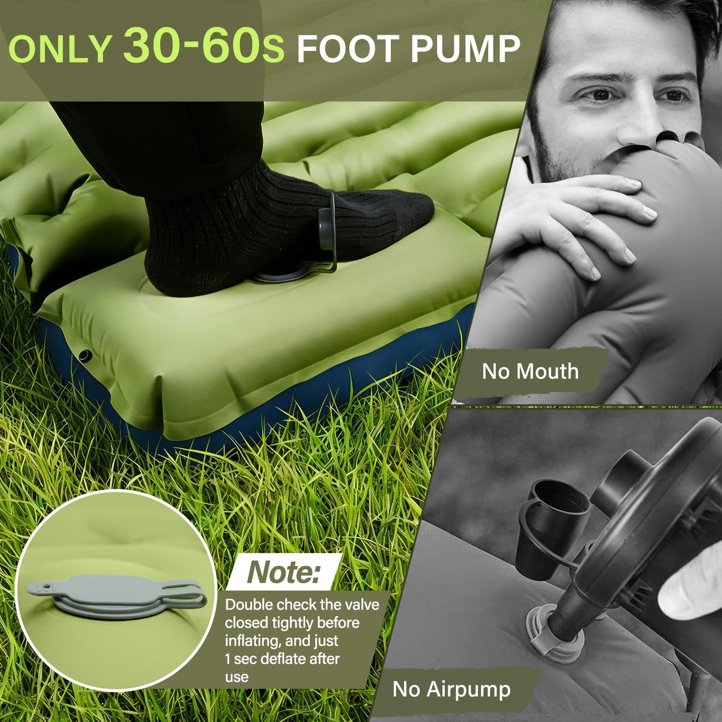 FUN PAC Camping Sleeping Pad, Ultralight Camping Mat with Pillow, Built-in Foot Pump Inflatable