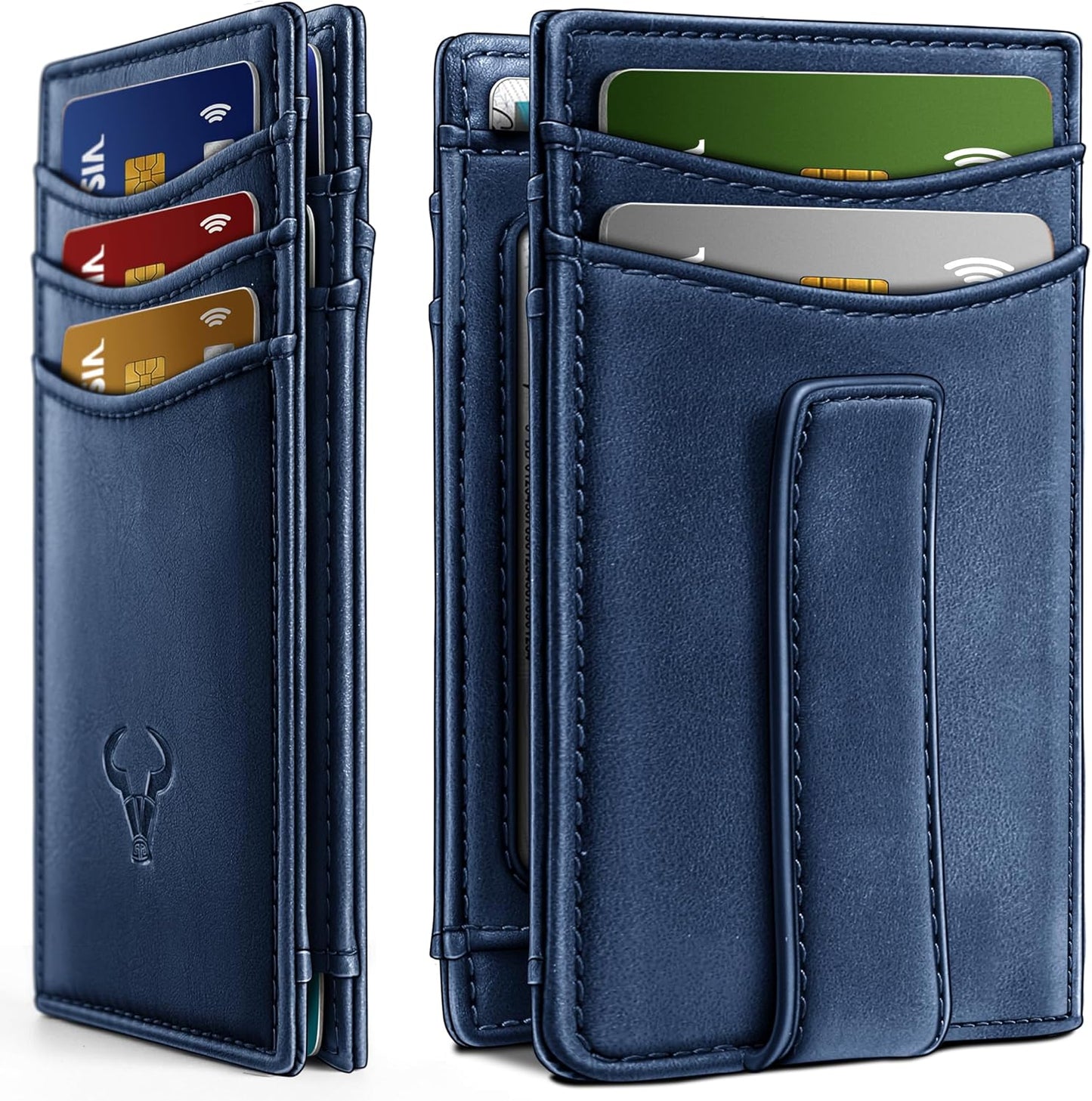 BULLIANT Magnetic Closure Slim Wallet-Genuine Leather Front Pocket Wallet for Men,RFID Blocking,Holds 12 Cards and Money Clip
