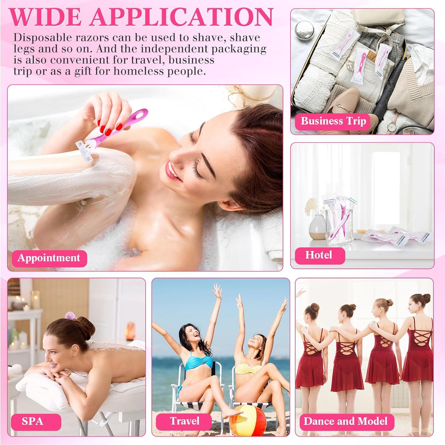 72 Count Women's Disposable Razors Blades Bulk 3 Blade Razors for Women Disposable Head Razor Sensitive Skin Razor Comfortable Shave for Bathing Hotel Travel