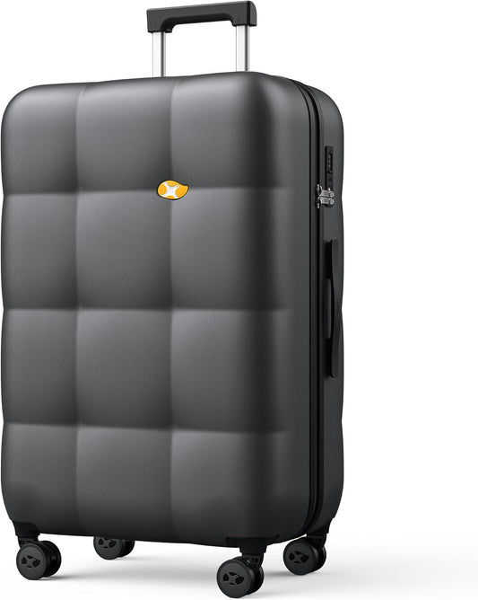 MGB 28 Inch Luggage with Spinner Wheels, Large checked Lightweight Hardside Suitcase with PC Material, Built-in TSA Lock, Charcoal Grey