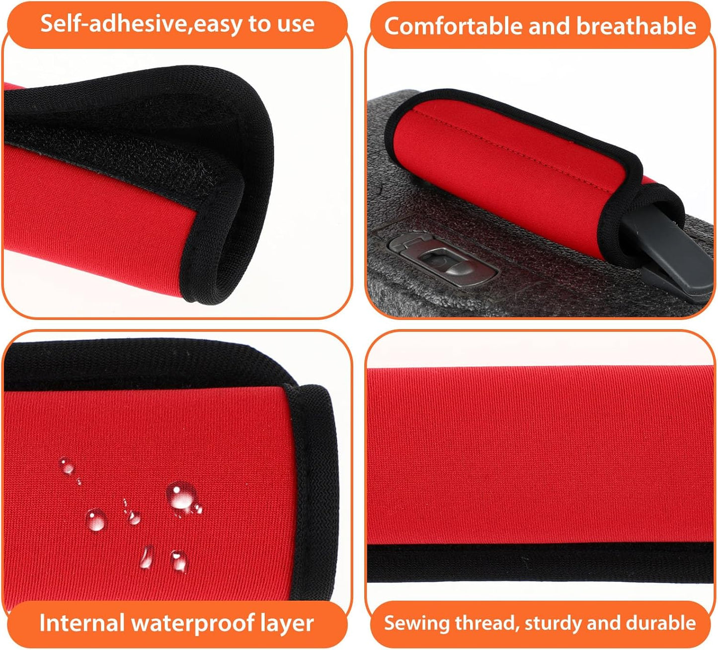 2 Pack Luggage Handle Wraps for Suitcase, Bright Color Comfort Soft Handle Covers Suitcase Luggage Handle Wrap Luggage Tag Wraps Travel Accessories (Red)