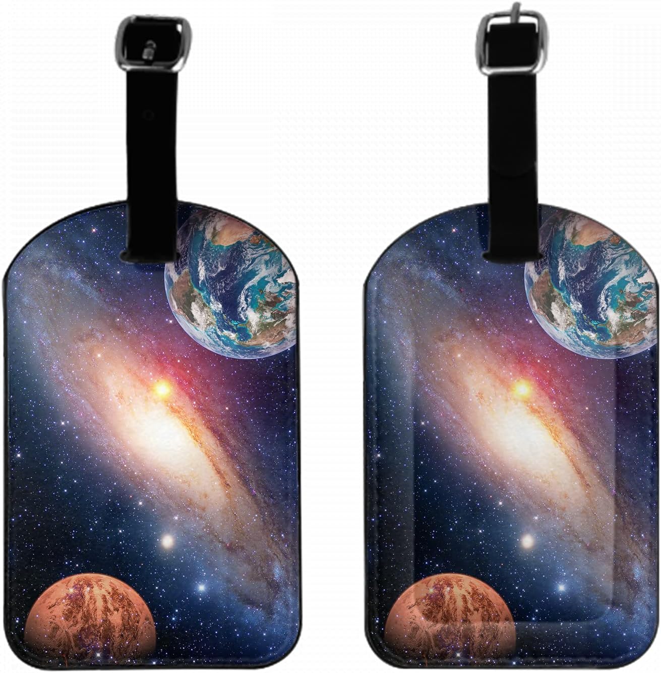 Planetary Galaxy Travel Baggage Bag Tags Earth Mars Cosmic Astronomy Solar System Astrology Luggage Tags Travel Suitcase Tags with Name ID Card for Luggage Suitcase Schoolbag Lunchbag, 1 Pack
