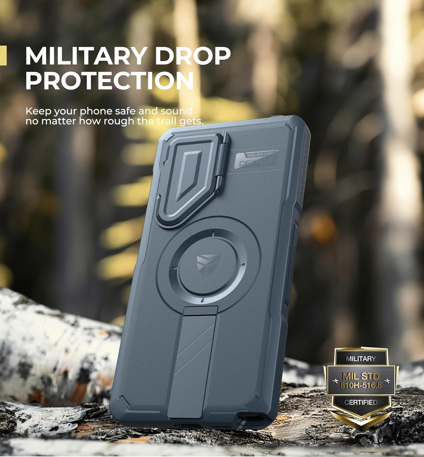 Dexnor for Samsung Galaxy S25 Ultra Case with Camera Cover & Adjustable Kickstand & Built-in Screen Protector, Magnetic Rugged Shockproof Bumper Cases Heavy-Duty Protective Cover (2025),Navy Blue