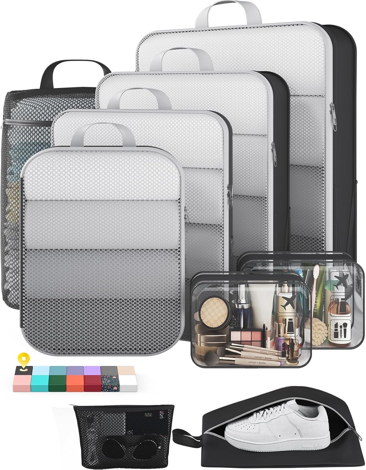 Veken 9/11 Set Compression Packing Cubes for Travel Essentials,Compressible Expandable Large