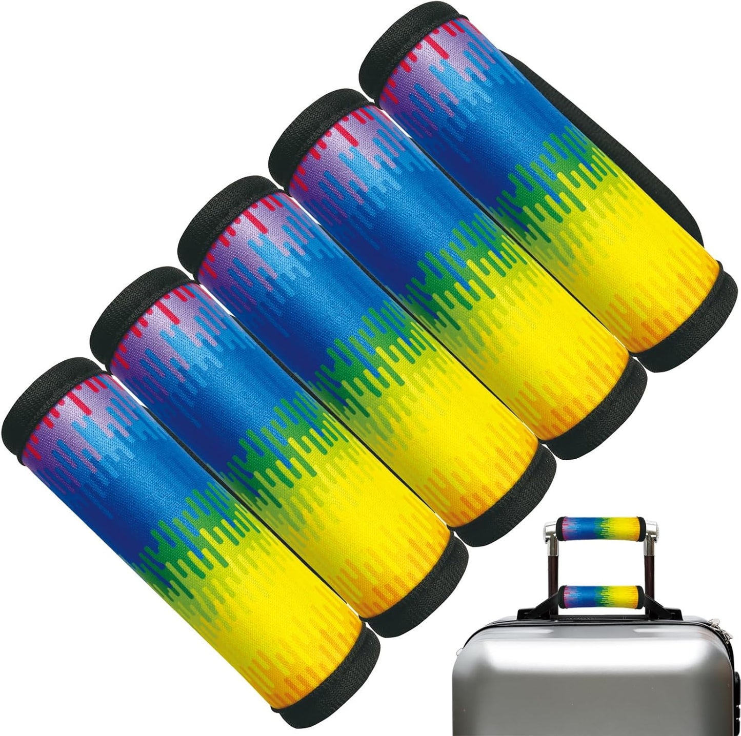 5 Pack Luggage Handle Wrap, Cute Luggage Tap Identifiers for Cruise Travel, Suitcase Tags Travel Accessories for Airplane Flying, Rainbow