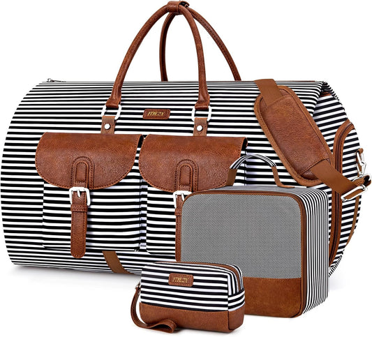 Garment Duffle Bag for Travel - Convertible Carry on Garment Duffel Travel Bag for Women Men Large Weekender Bag with Shoes Pouch 2 in 1 Hanging Suit Travel Duffel Bag 3pcs Set