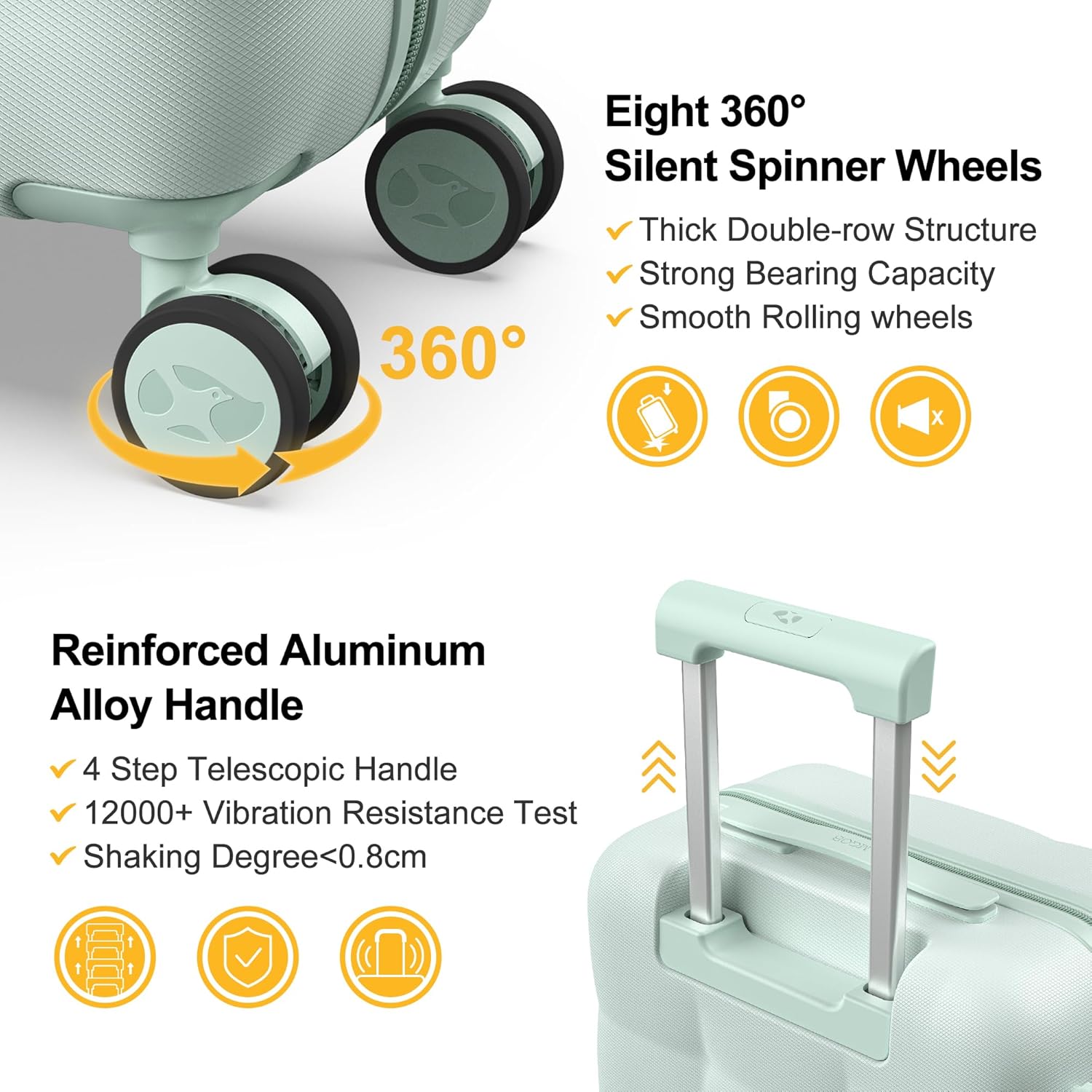MGB 24 inch Luggage with Spinner Wheels, Travel Suitcase with Wheels, Checked Luggage, Lightweight