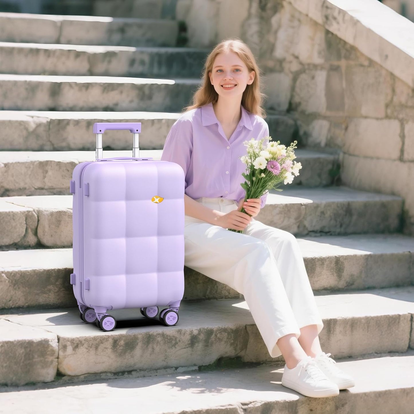 MGB Hardside Carry On Luggage with Spinner Wheels & Built-in TSA Lock, Durable Suitcase Rolling