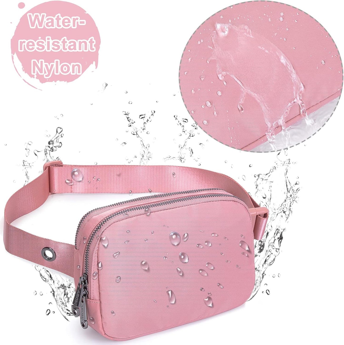 AROME Mini Belt Bag for Women, Fashion Waist Packs Fanny Pack Crossbody Bags with Strap Extender for Women Men, Waterproof Waist Bag Hip Bum Bag for Casual Travel Running Hiking Outdoor Sports