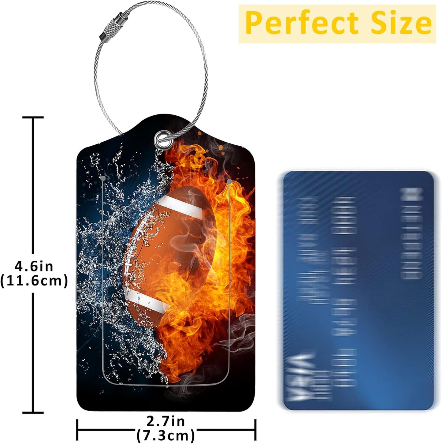 Luggage Tags for Suitcase,2 Pack American Football Ball Luggage Tag with Privacy Flap,Name ID Label and Metal Loop for Women Men Girls Baggage Bag Backpack Instrument