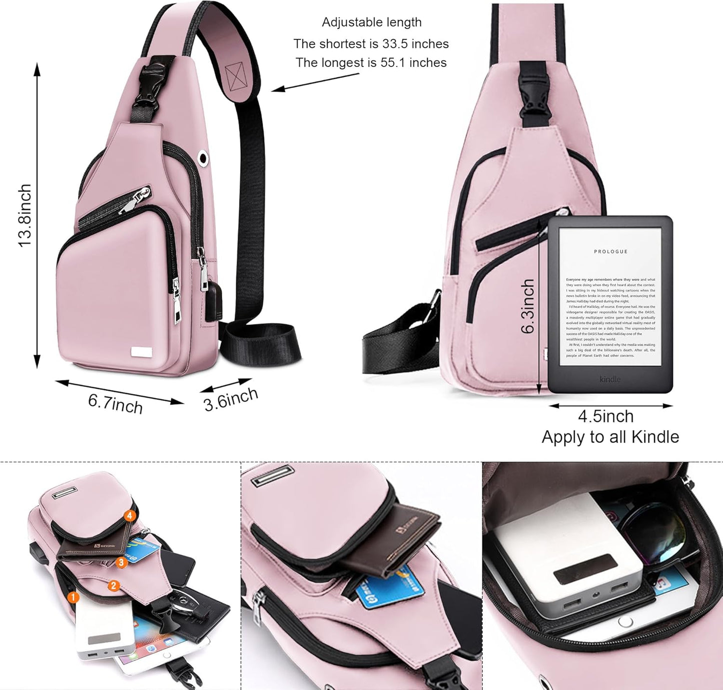 Waterproof Sling Bag Crossbody Backpack for Men Women Sling Backpack Hiking Daypack Multipurpose Cross Body Chest Bag