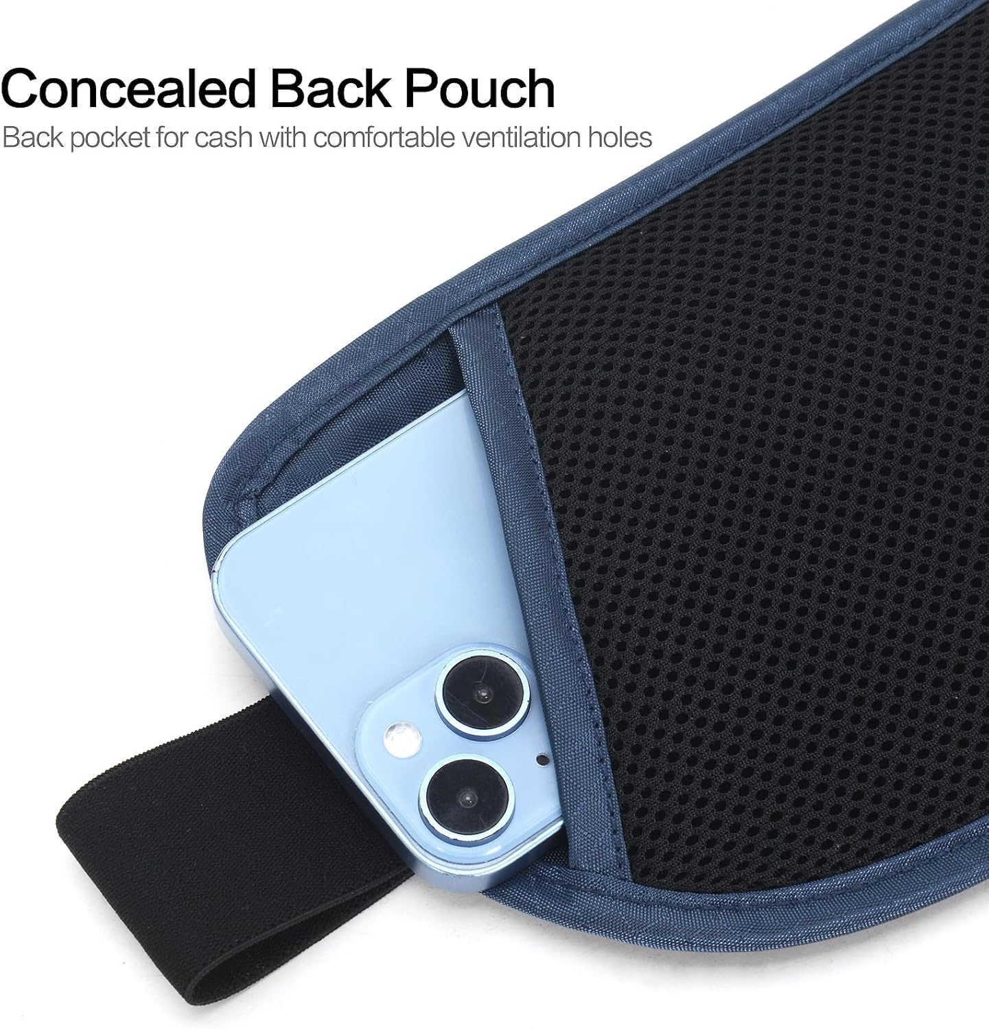 Slim RFID Blocking Money Belt for Travel - Anti-Theft Hidden Passport Holder Waist Wallet with Secure Pouch for Cash, Credit Cards & Phone Safe (Navy Blue)