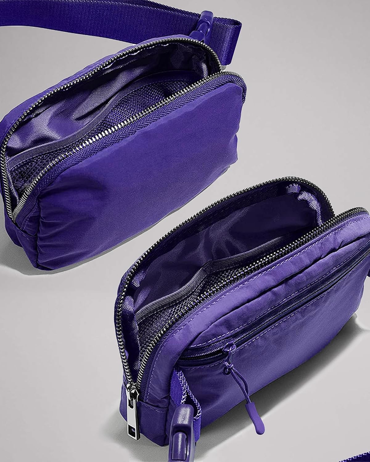 Cross Body Fanny Packs for Women Men Fashion Waist Bag Pouch Nylon Small Travel Crossbody Bags Mini Purse Everywhere Belt Bag Bum Bag with Adjustable Strap for Workout Running Hiking Violet