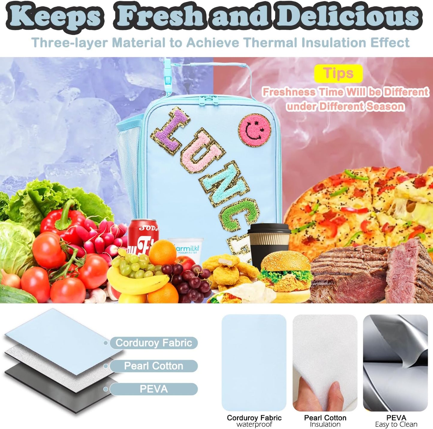 FlowFly Lunch box Insulated Soft Bag Mini Cooler Back to School Thermal Meal Tote Kit With Buckle