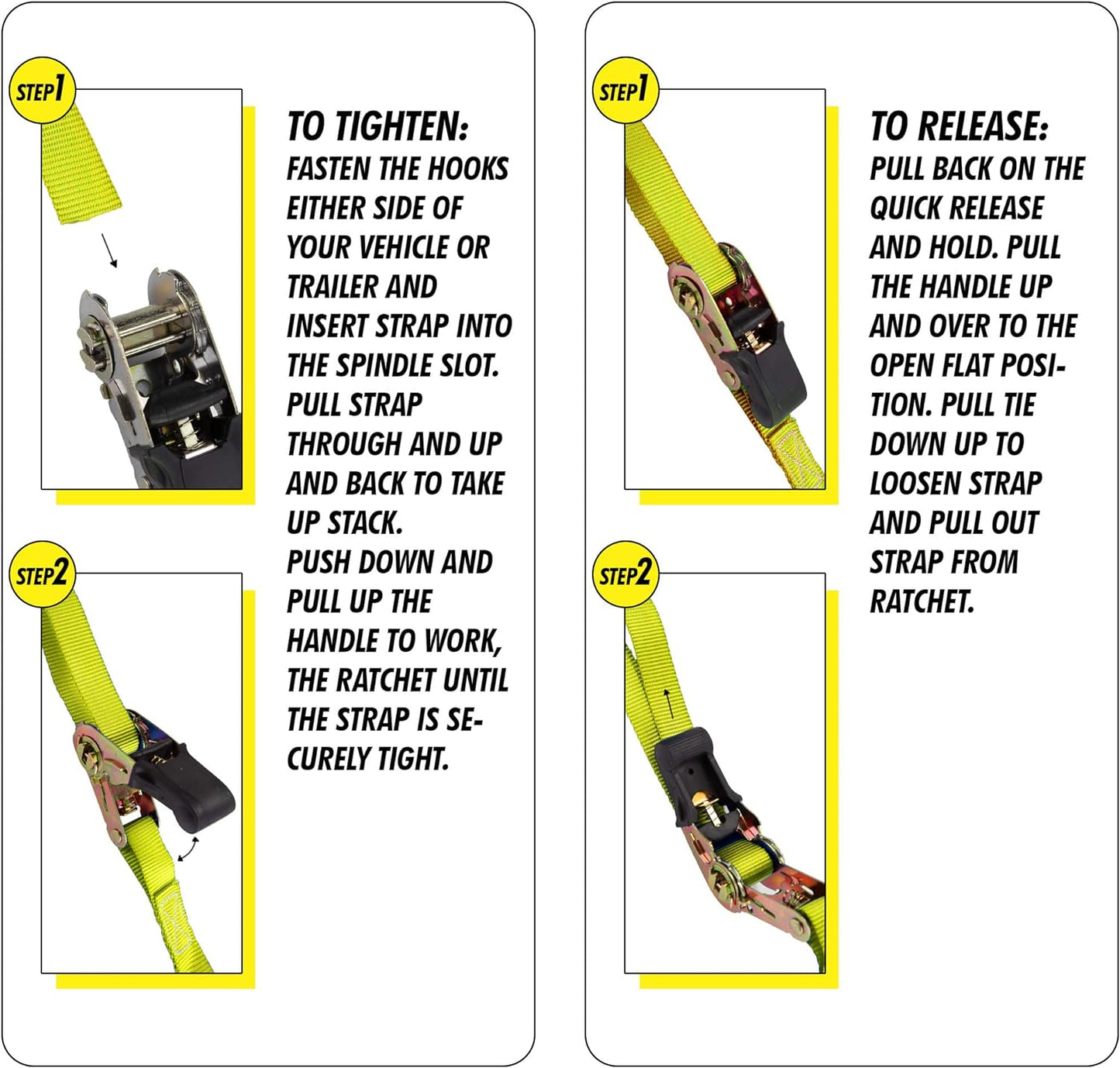 Cartman Ratchet Tie Down, 8Pk 15Ft, 500Lbs Load Cap/ 1500Lbs Break Strength, Cargo Straps for Moving Appliances, Lawn Equipment, Motorcycle in a Truck, with Carry Bag