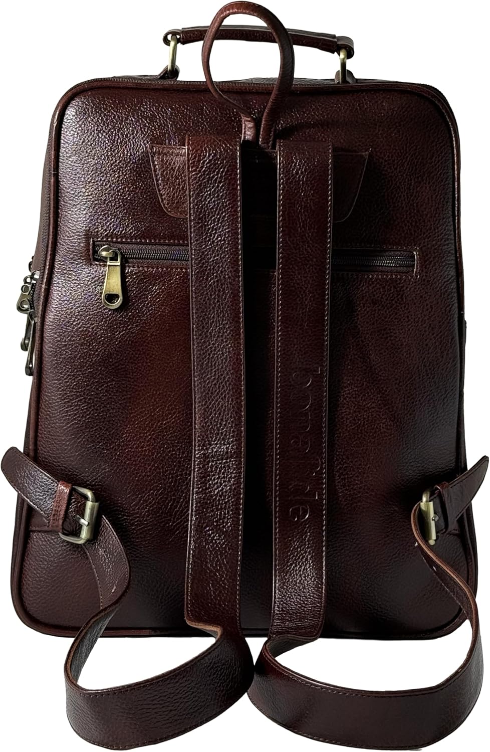 Genuine Leather Luxury Backpack Multi-functional Elegant Daypack Office Travel Leisure 15.6" Laptop Bag (Burgundy)