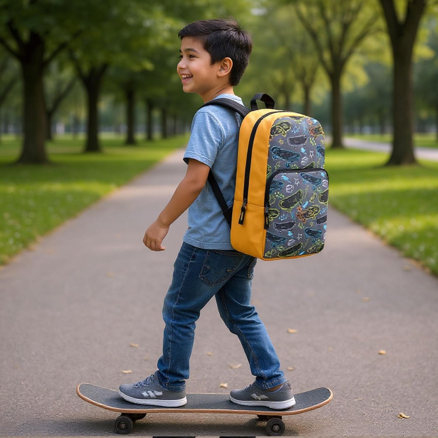 Fun School Backpack for Elementary Middle School Girls and Boys | 17 Inch Printed Backpacks for