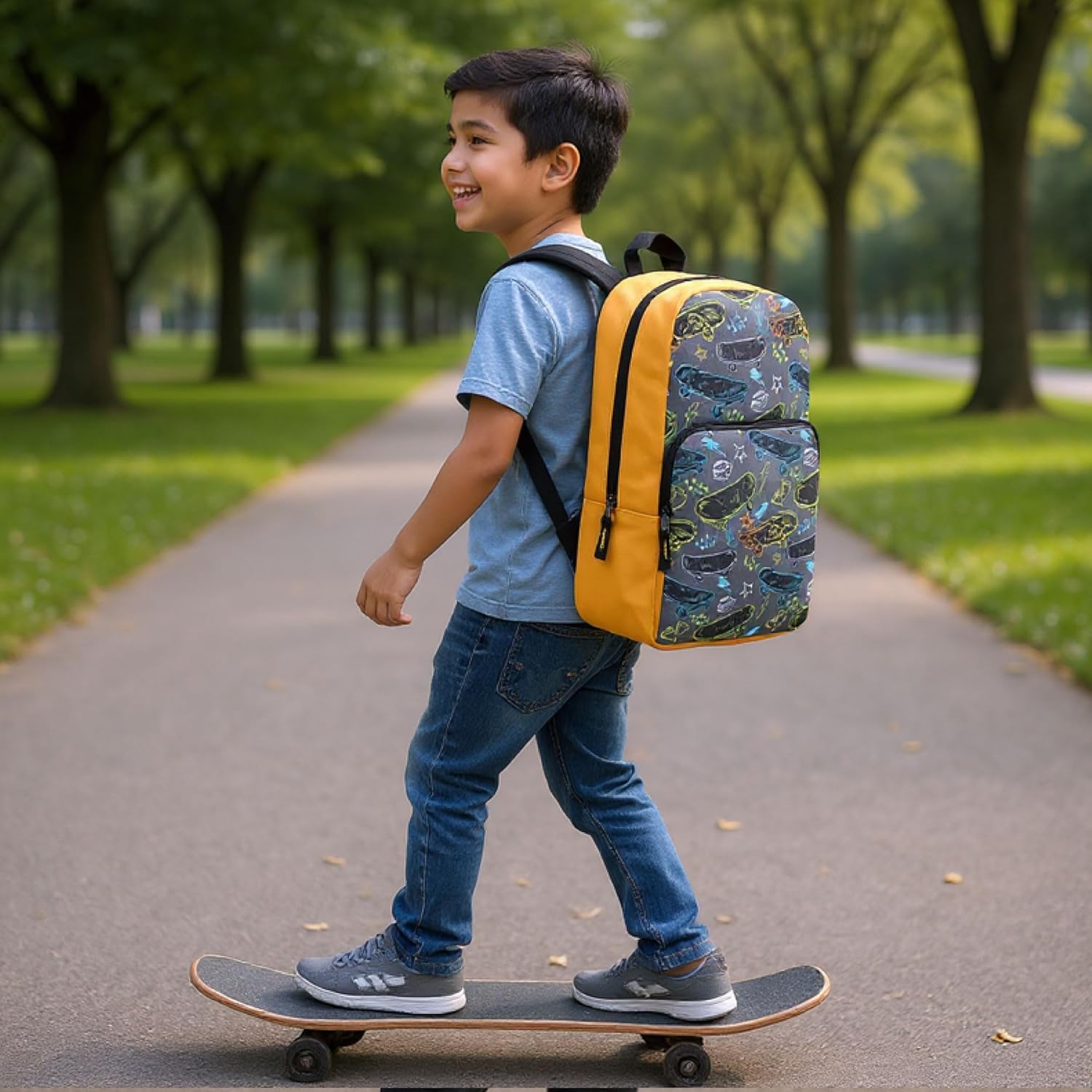 Fun School Backpack for Elementary Middle School Girls and Boys | 17 Inch Printed Backpacks for