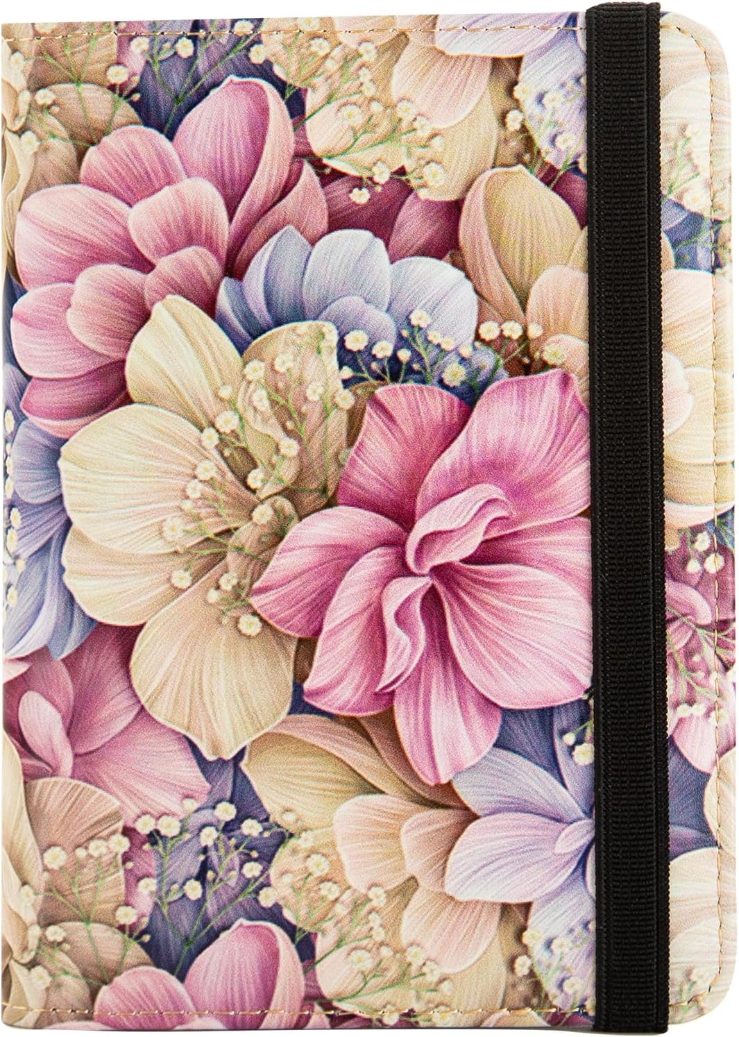 Pink Passport Holder Rfid Blocking Flowers Passport Cover Travel Wallet Passport Holder Women Cute Travel Document Organizer (Pink flower)