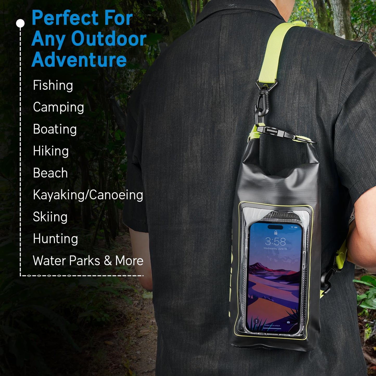 Pelican Marine IP68 Waterproof Dry Bag 2L w/Phone Pouch/Case - Black/Yellow