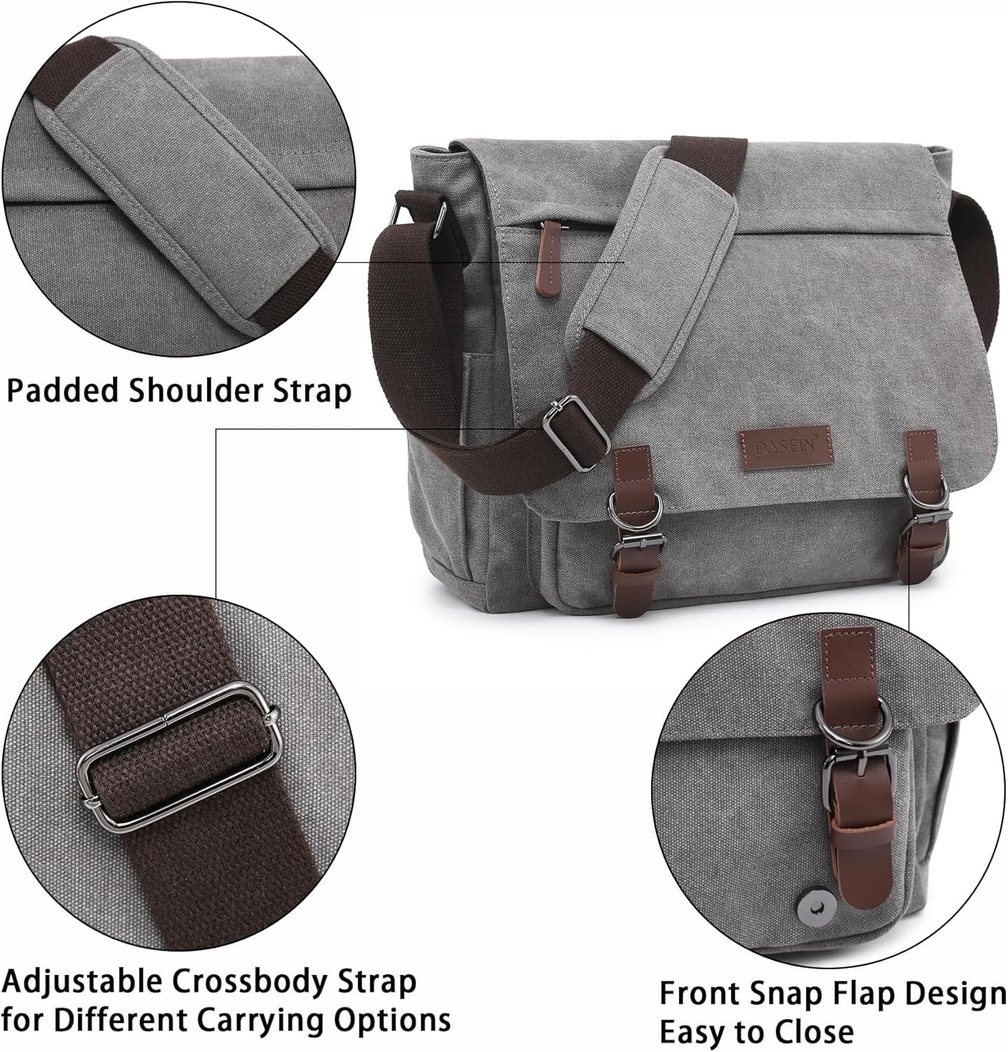 Large Vintage Canvas Messenger Shoulder Bag Travel Crossbody Purse Briefcase Business Bag for