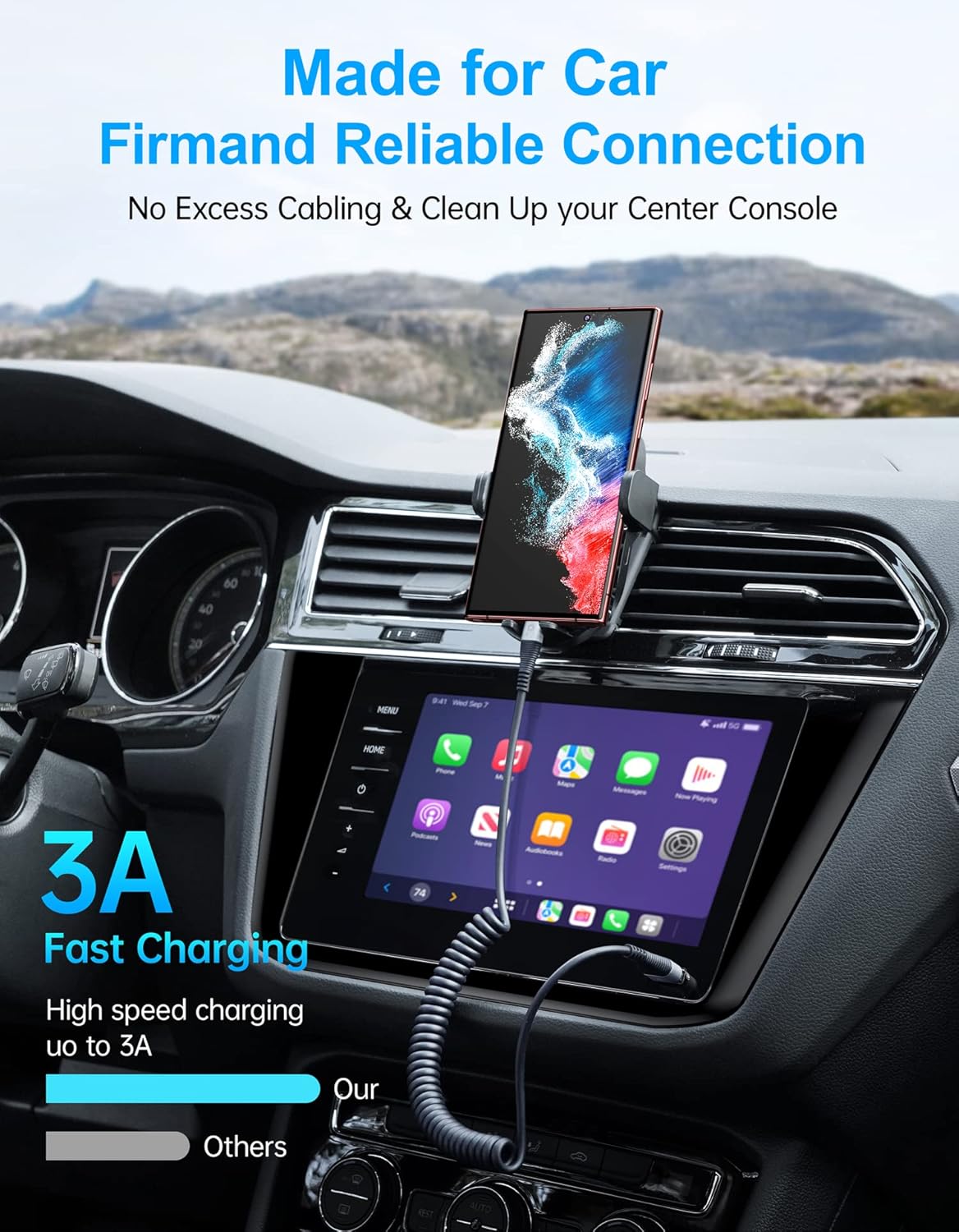 USB Type C Cable Fast Charging, 2Pack 5ft Coiled USB A to USB C Charge Cable for Car Android Auto Charging Cord Compatible with iPhone 17/16/15/Plus/Pro/Samsung Galaxy S20 S10 and More USB C Devices