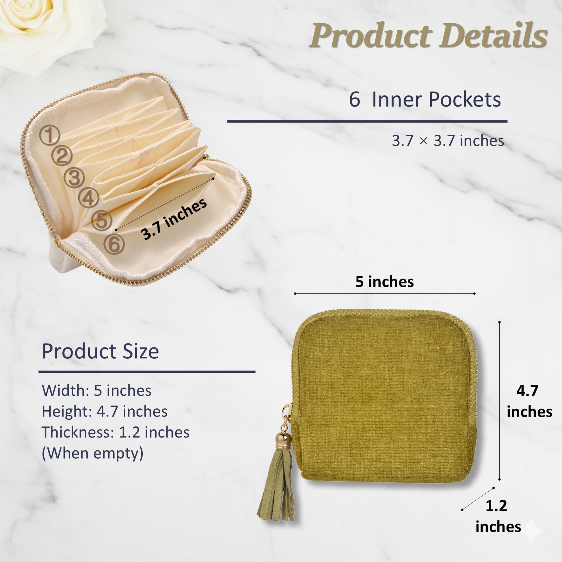 Zeelooroo Jewelry Organizer Case, Small Travel Velvet Pouch, Portable
