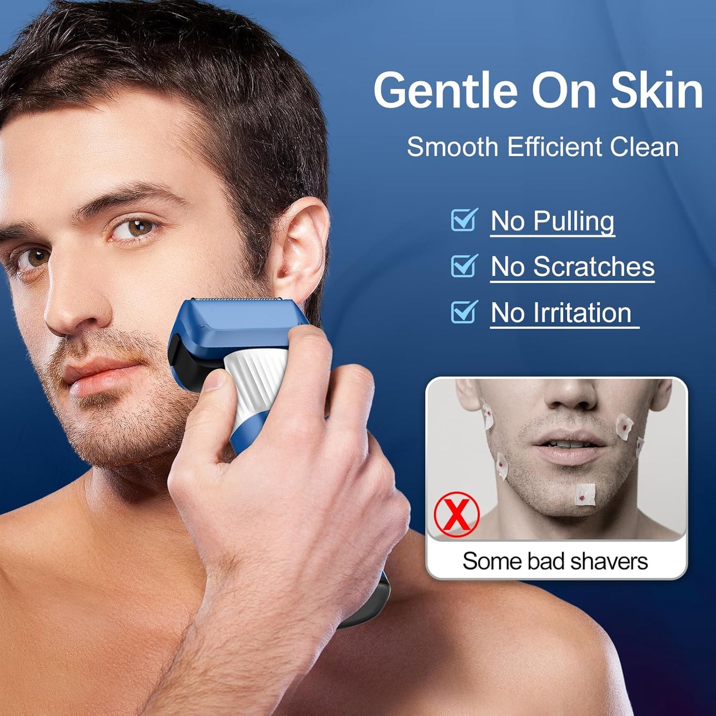 Electric Razor for Men, 2-Speed 5-Blade Electric Shavers for Men Face Cordless Rechargeable, Mens Foil Shaver Shaving Machine Wet Dry Men's Travel Razors for Man Close Shaving Face as Gift, Blue