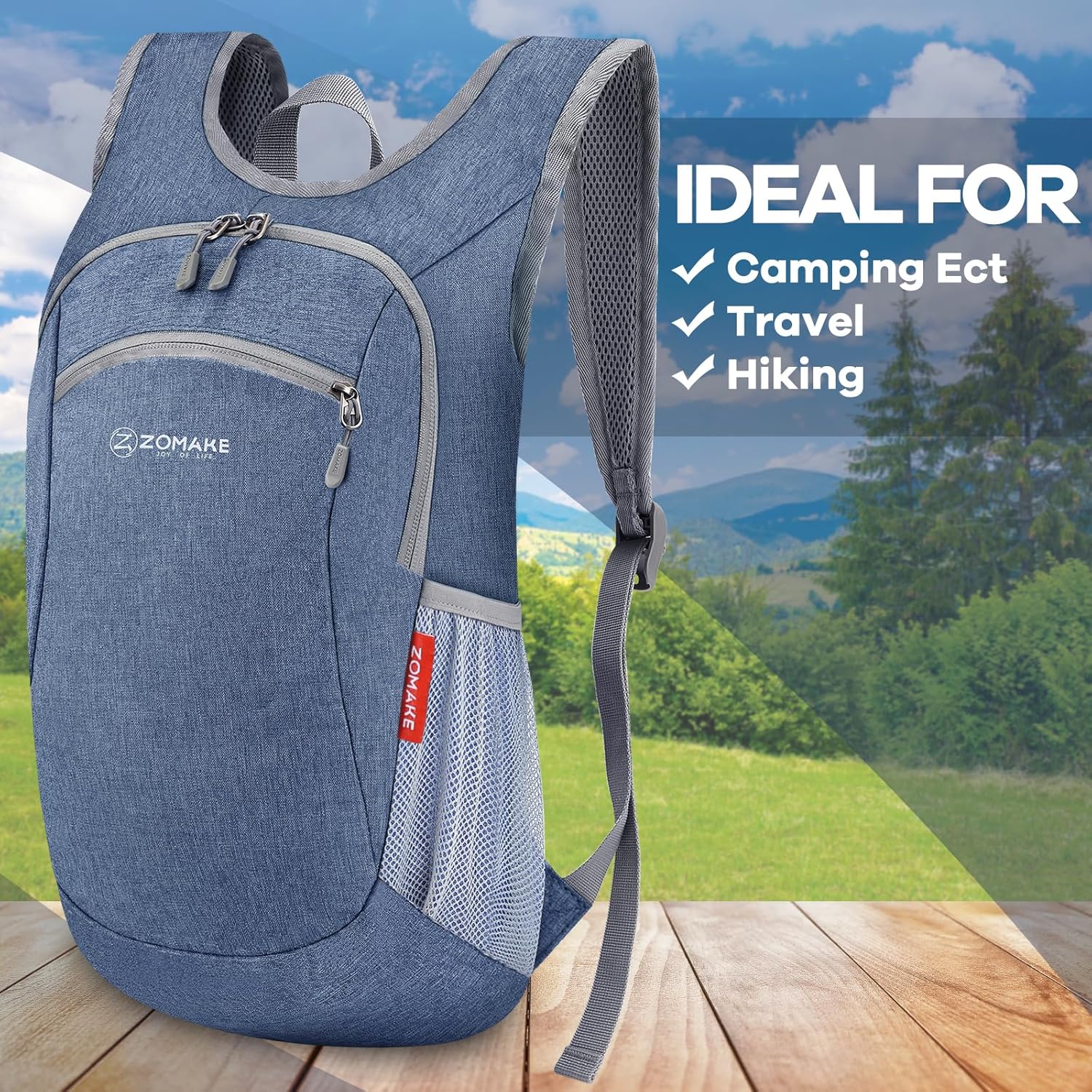 ZOMAKE Ultra Lightweight Packable Backpack 10L,Small Foldable Backpacks Hiking Water Resistant