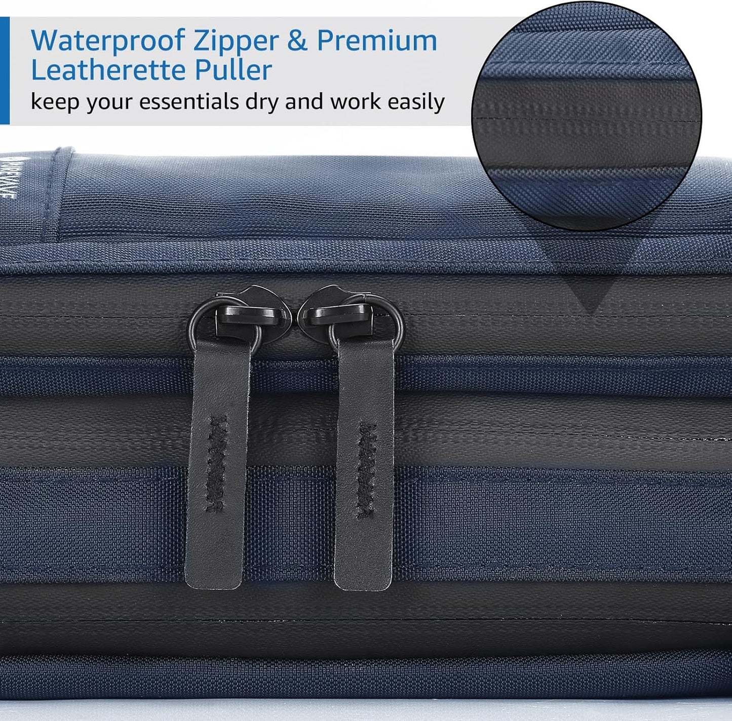 Purevave Compact Mens Toiletry Travel Bag Hanging, Mens Dopp Kit for Travel Waterproof, Wash Pouch Blue