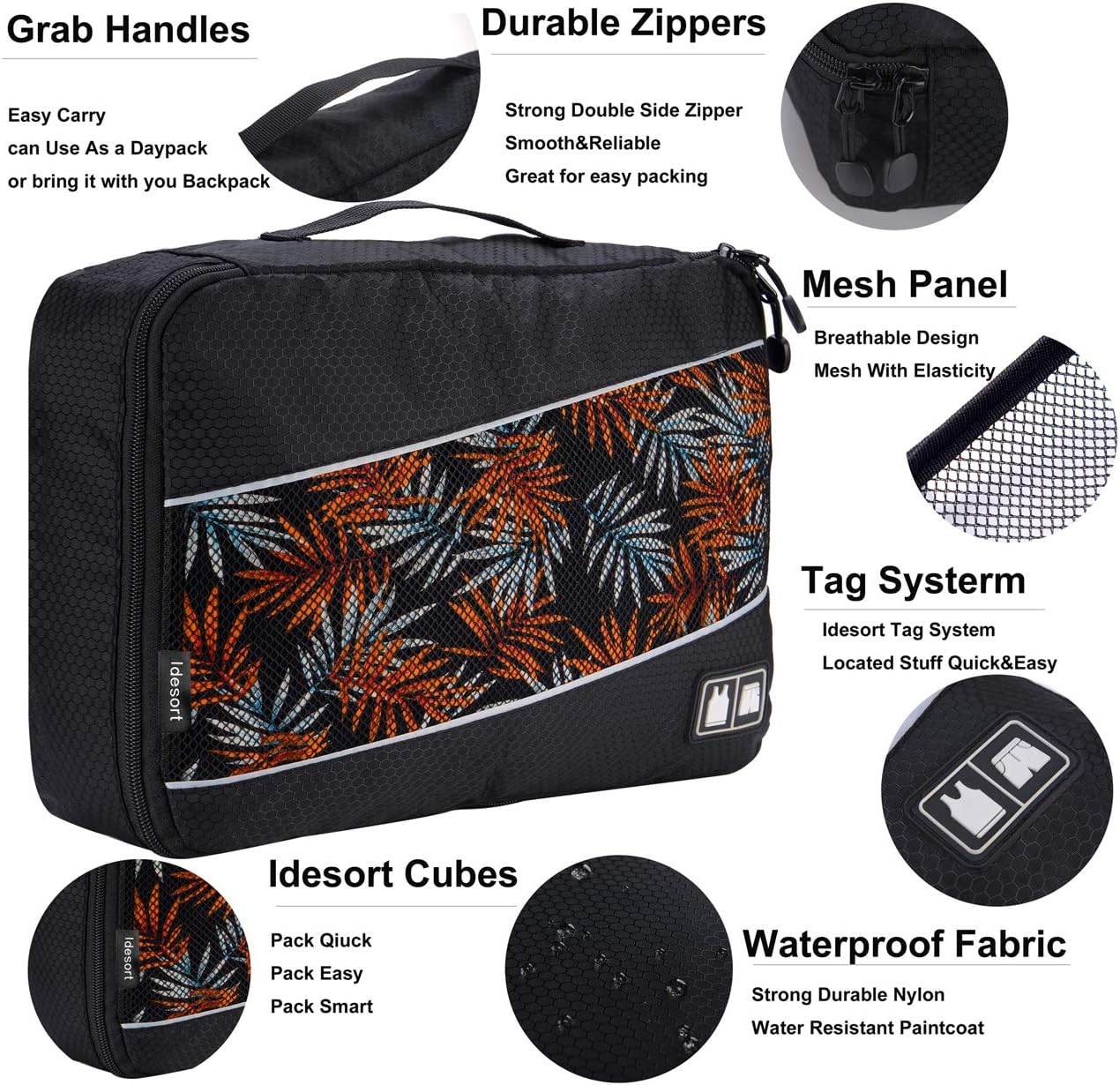 Packing Cubes Luggage Bags Organizer Durable Travel Accessories With Clothing Label