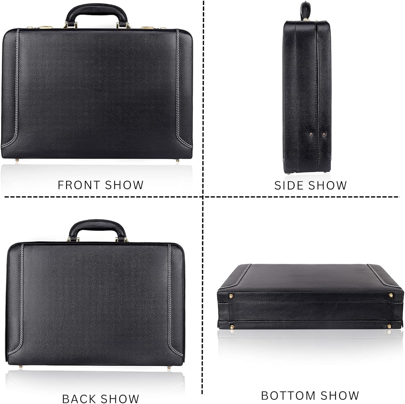Full Grain Leather Briefcase Attache Case For Unisex Size L18 x W5 x H12 Inches Expandable Briefcase Bag