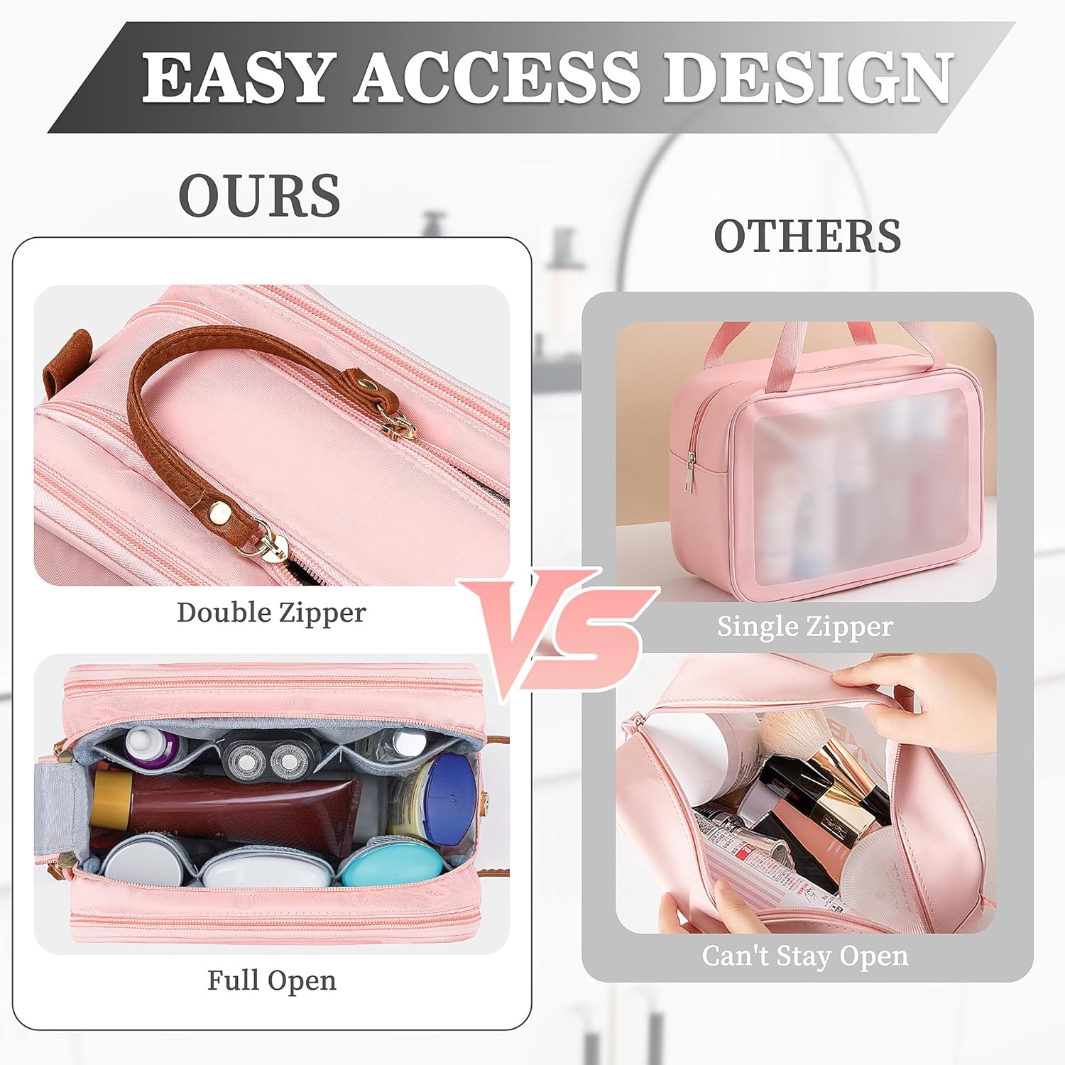 YOOLIFE Initial Toiletry Bag - Travel Toiletry Bag Makeup Bags for Women | Personalized Birthday