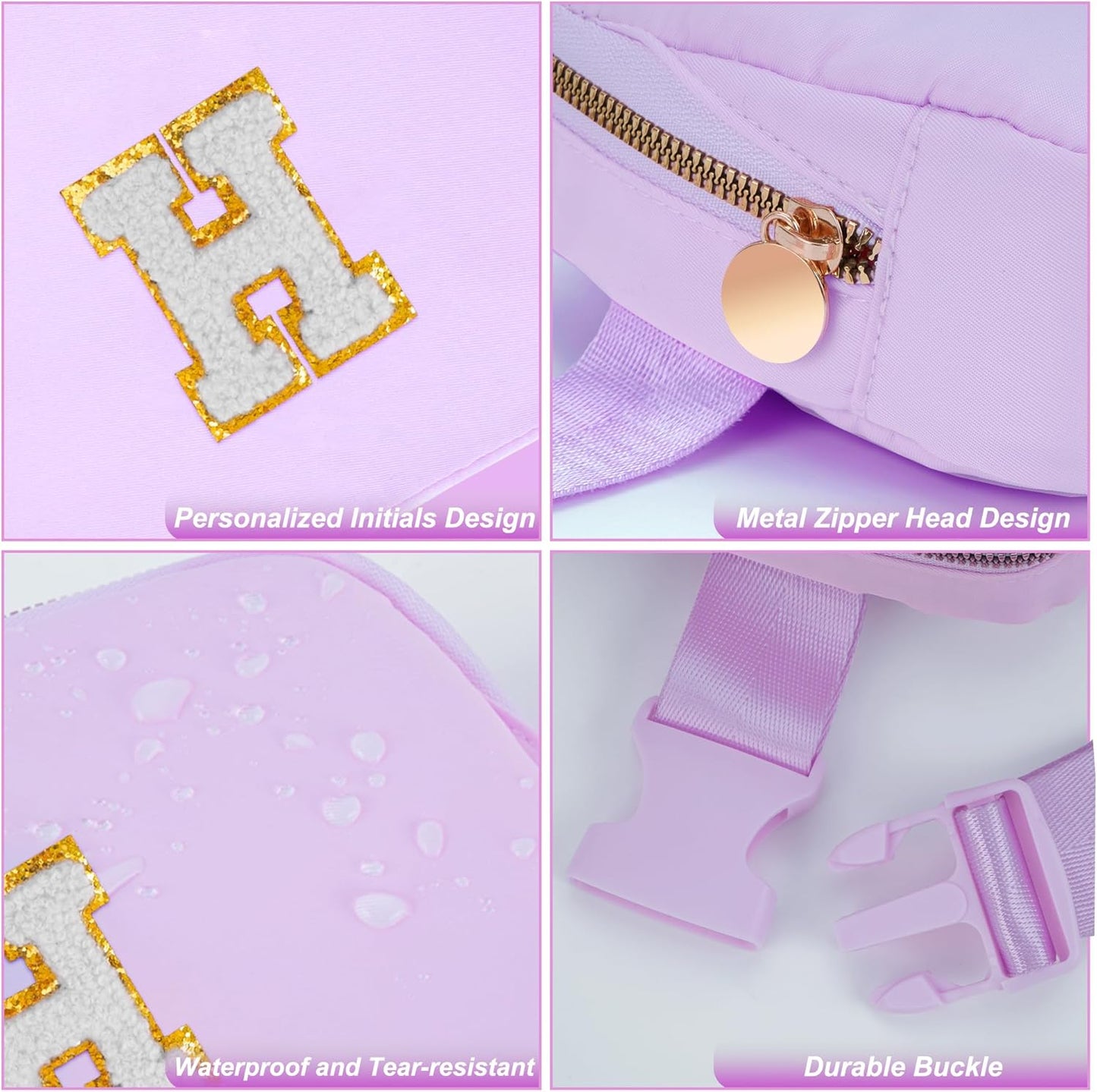 Gifts for Girls 3 4 5 6 7 8 9 10 11 12 Year Old Teens Kids Daughter Sister Her - Fanny Pack Crossbody Bag Cute Stuff for Girls Teen Trendy Belt Bags | Initial White H,Lavender Bag