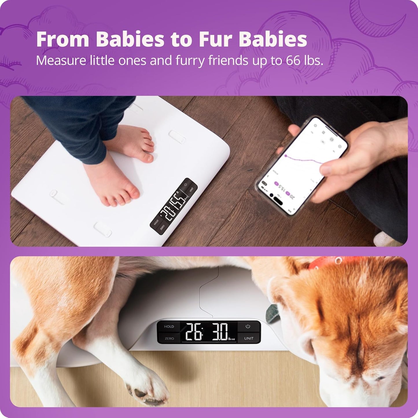 Greater Goods Smart Bluetooth Baby Scale with in-House Algorithm for Wiggly Babies, Infants, and Toddlers
