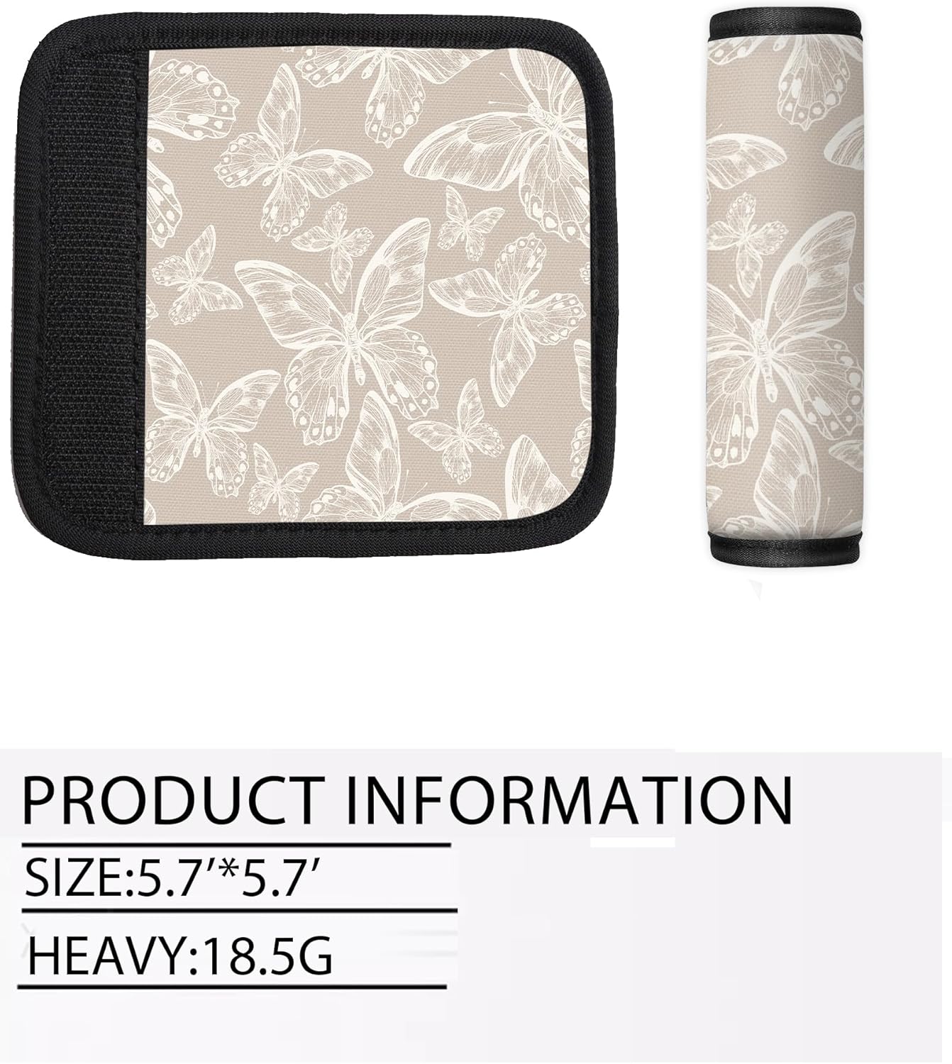 2 Pack Luggage Handle Wrap Travel Tags - Set of Luggage Tags for Suitcases, Identifiers, Marker, and Handle Covers - Cruise Accessories and Travel Gifts（Grey Butterfly