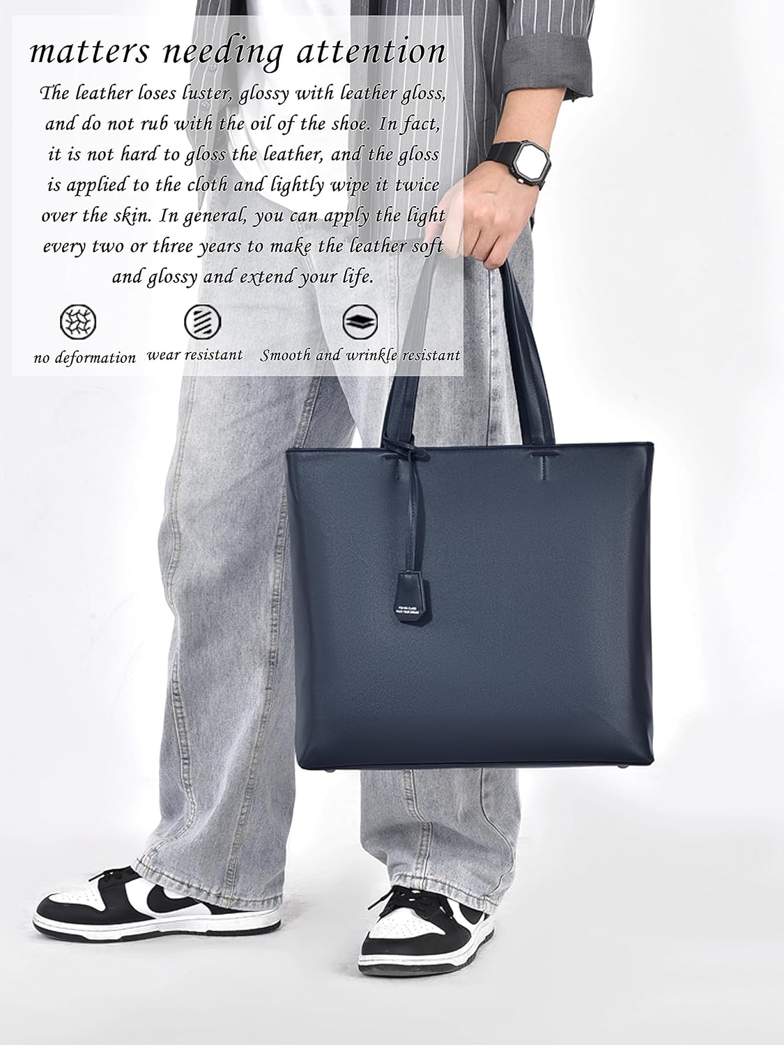 FSD.WG Men's Tote Bag,Business Bag, Leather Briefcase,Elegant Leather（PU）,Large Capacity,Black