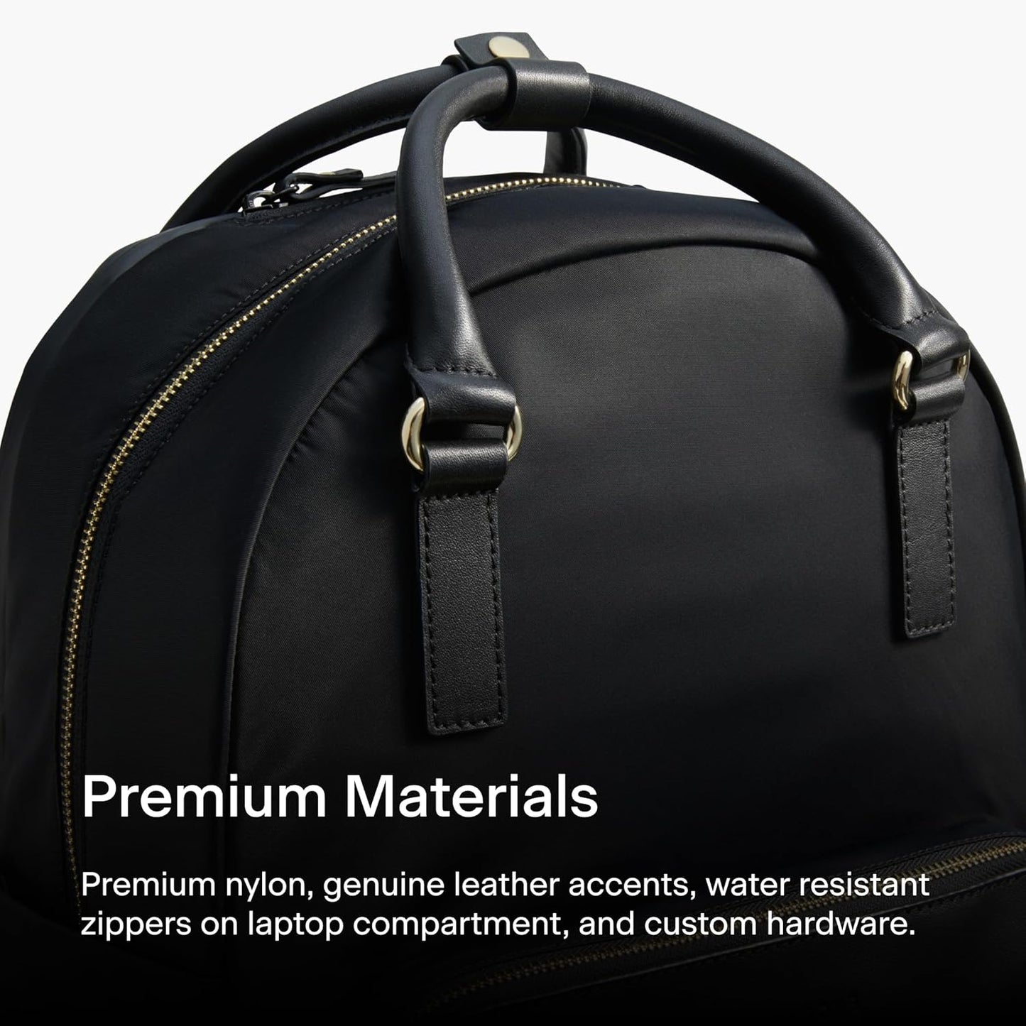 Lo & Sons Rowledge Backpack & Tote - Premium Travel Laptop Bag with 13" Laptop Compartment, Luggage Sleeve | Leather & Water Resistant Nylon | Chic Modern Bag for Women for Everyday, Work, Business