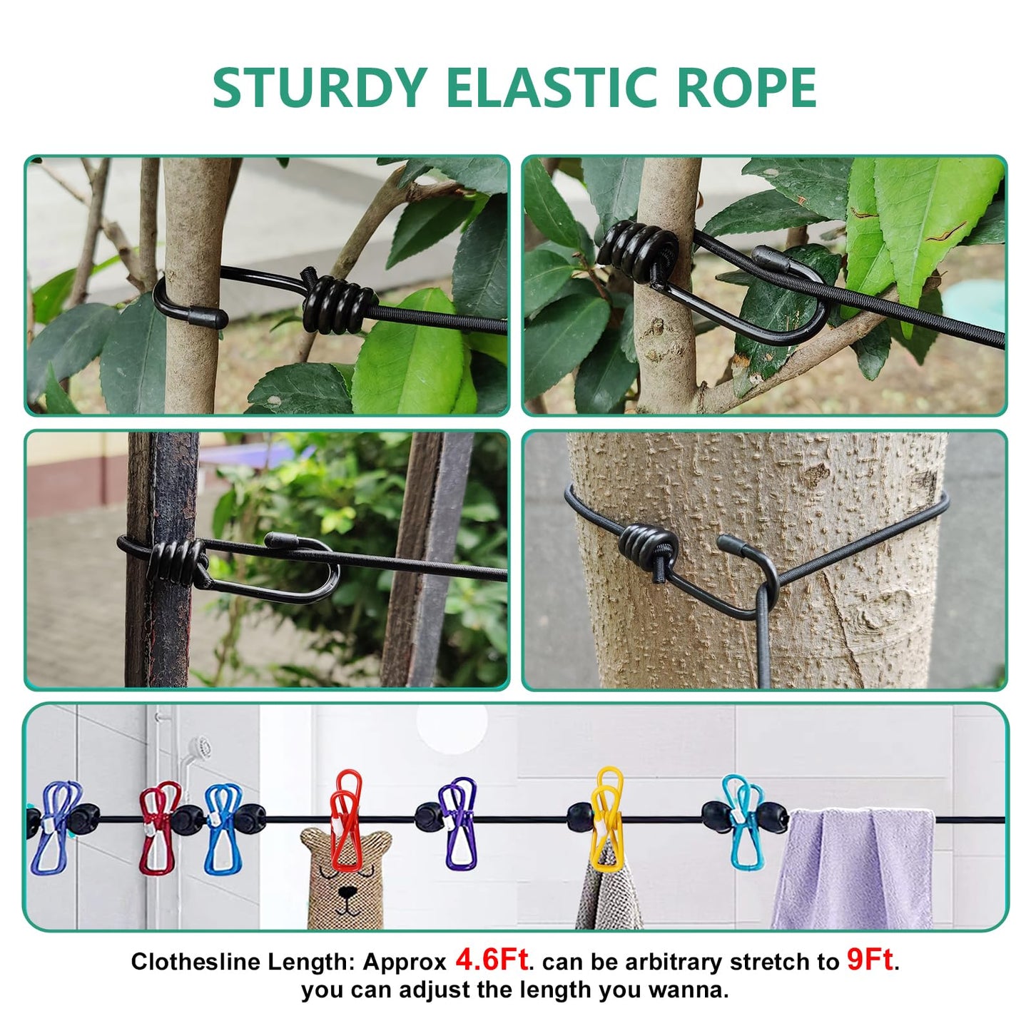 Retractable Travel Clothesline, Portable Clothesline (Including 2 Compressible Towels) 12
