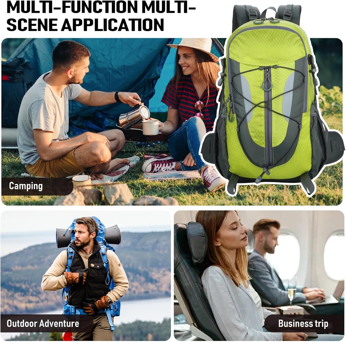 30L Hiking Backpack, Waterproof Outdoor Bag, Travel Camping Men'S And Women'S Sports Backpack (Green)