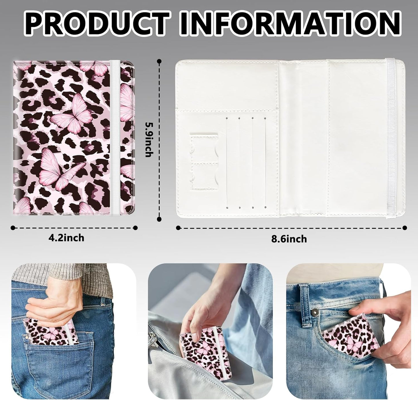 Passport Holder for Travel, Cute Passport Cover for Women Men, Waterproof PU Leather Rfid Blocking Passport Wallet with Credit Card Case for Travel Family, Boys Girls Travel Essentials