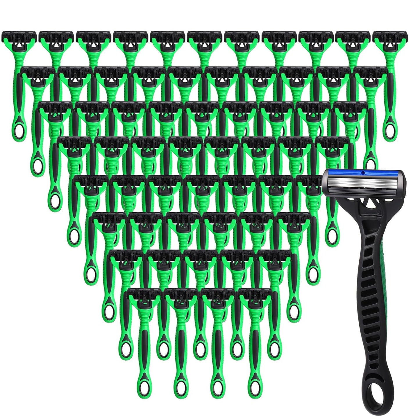 60 Pcs Men's Disposable Razors Set 3 Blade Bulk Sensitive Head Shaving Razors for Men Travel Hotel Spa Christmas Party Gift