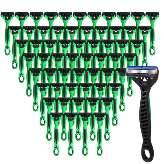 60 Pcs Men's Disposable Razors Set 3 Blade Bulk Sensitive Head Shaving Razors for Men Travel Hotel Spa Christmas Party Gift