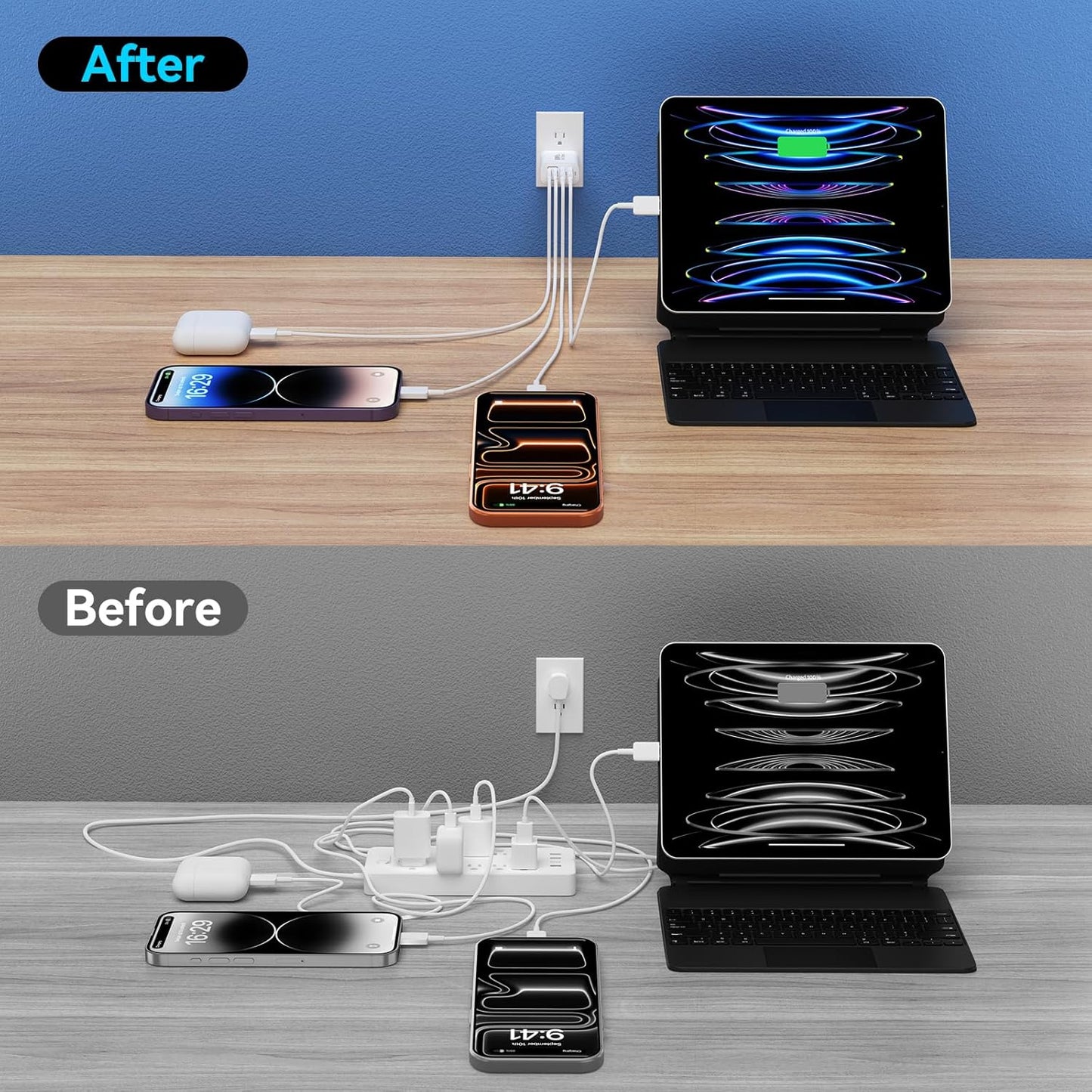 USB C Charger Block, 2Pack 60W 4 Ports Type C Fast Phone Charging Cubes PD USBC Wall Plug+QC 3.0 USB A Charger Head Power Brick Box for iPhone 16/15/14/13/12/11 Pro Max, Samsung Galaxy, Pixel