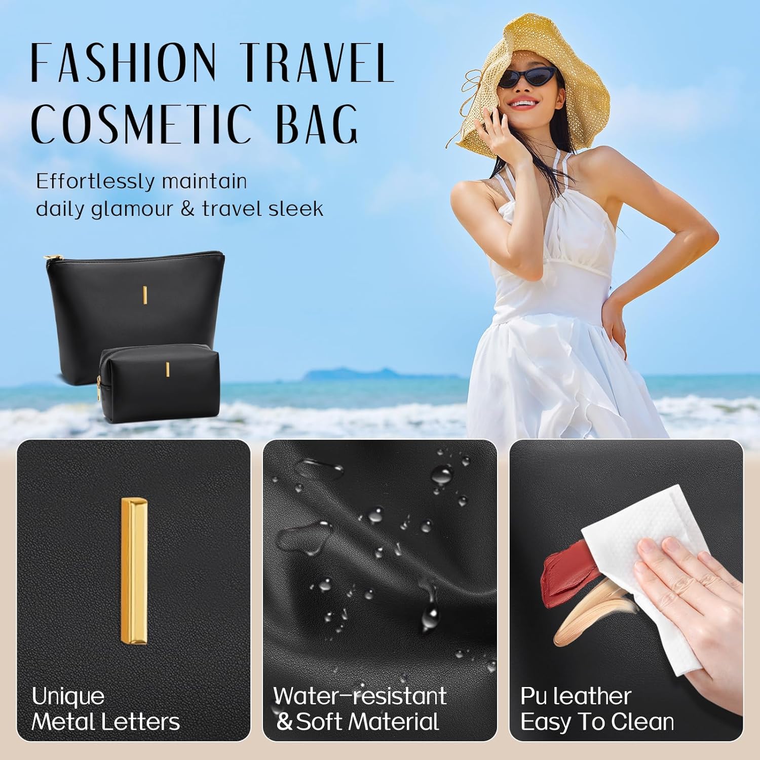 Women Gifts | Initial Makeup Bag Set for Girl Personalized Gifts for Bridesmaid Friend Graduation
